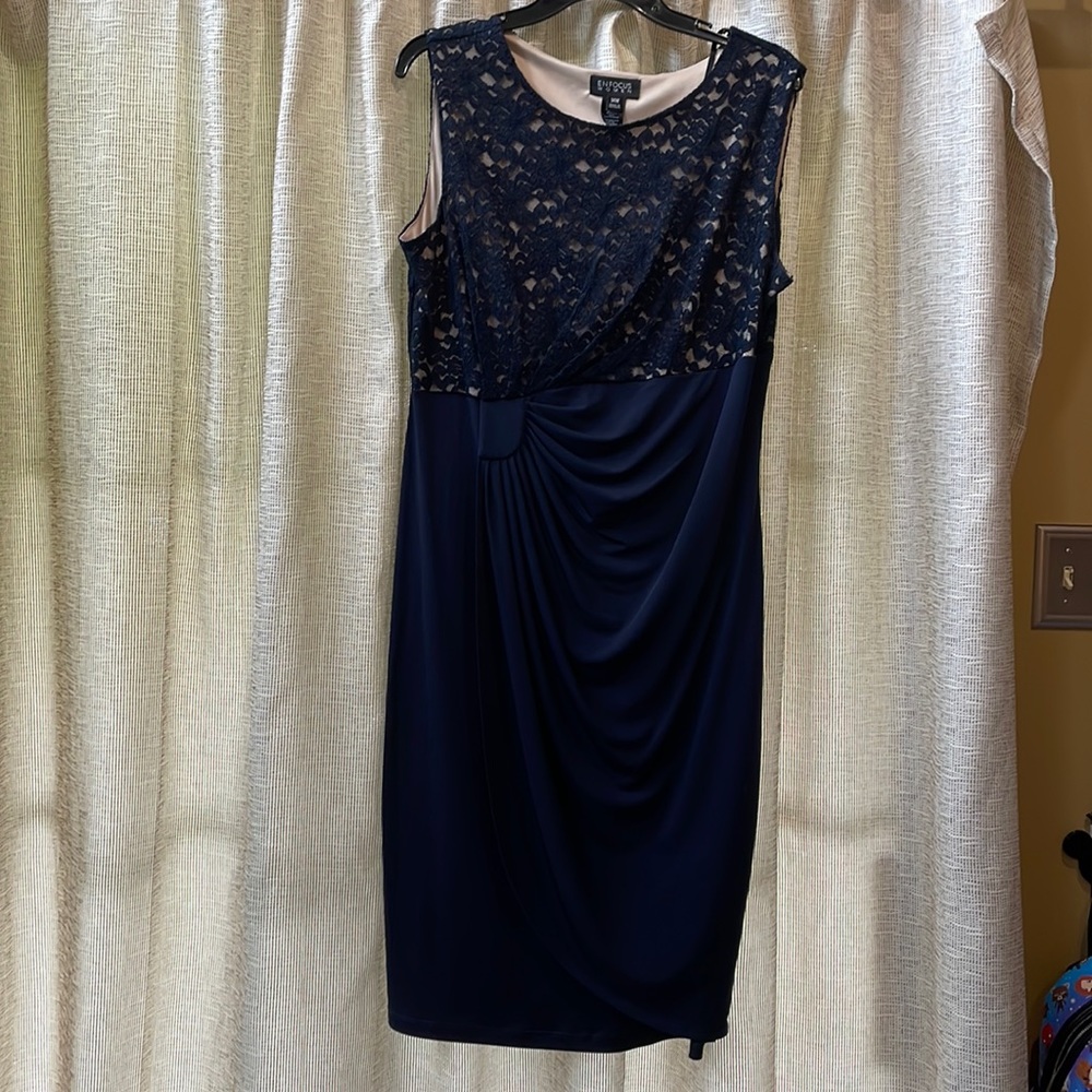 Navy blue special occasion dress with lace